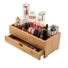 Bamboo Desktop Organizer Wooden Cosmetics Storage Box Make Up Organizer