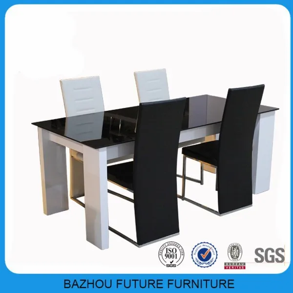 luxury wooden dining table with glass top for hotel furniture