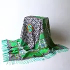 130x130 printed 100% silk shawl with fringes