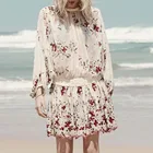 Women Lace-up Embroidery Mini Dress Sexy Back Lacing Embroidered Dresses Chiffon Ruffles Casual Clothing STb-01017