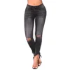 New Skinny Jeans Women Denim Pants Holes Destroyed Knee Pencil Pants Casual Trousers Black White Stretch Ripped Jeans