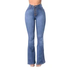 New Fashion Wholesale Polyester Bell bottom jeans women Monkey wash Denim Pants