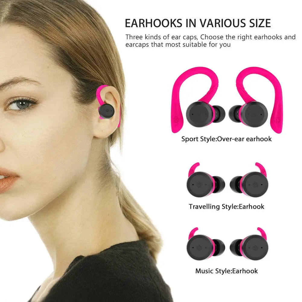 BE1018 Bluetooth 5.0 TWS Wireless Earphone IPX7 Waterproof Ear-mounted In-ear Noise Reduction Ear Plugs With Micr Charging Box - ANKUX.COM