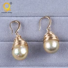 14-15 mm baroque pearl gold plated drop earring