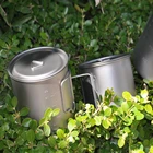Outdoor customized hiking mug 750ml titanium camping cup