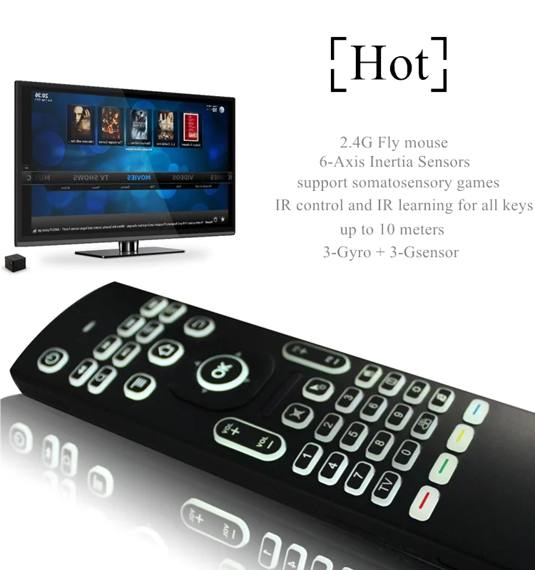 MX3-L 2.4G Wireless Air Mouse Keyboard 6-Axis TV Box Remote with Backlight