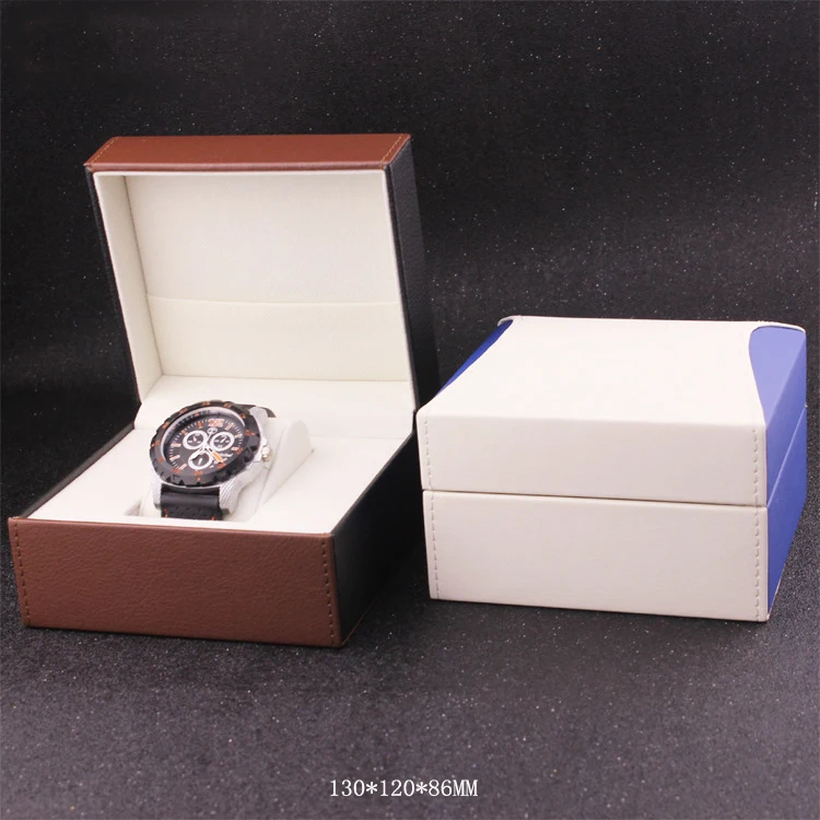 luxury black padded paper watch box custom logo watch packaging