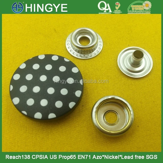 23mm nylon cap with white dot printed snap press button for