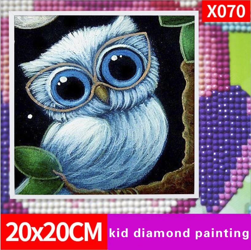 X070 20x20 سنتيمتر الكرتون البومة 5d الماس اللوحة طقم الماس اللوحة عبر غرزة
