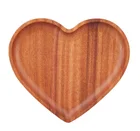 eco-friendly heart shape wooden food tray for children use