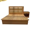 luxury indian wood double bed designs and bed side drawer from furniture factory