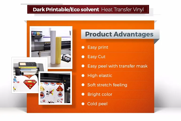 Dark Printable Eco solvent Transfer Paper,Vinyl With Ecosolvent Ink