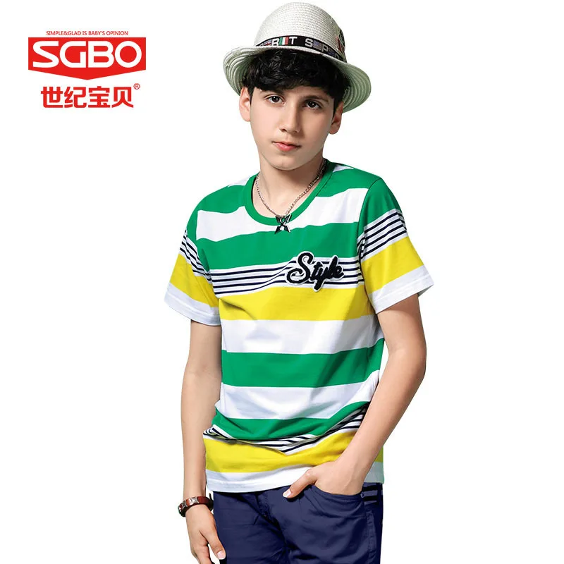 Stock SGBO Brand Boys Fashion Stripe T-shirts 3 Color Boy Summer Tops & Tees Children Clothes Kids Wears Wholesale 6C3058