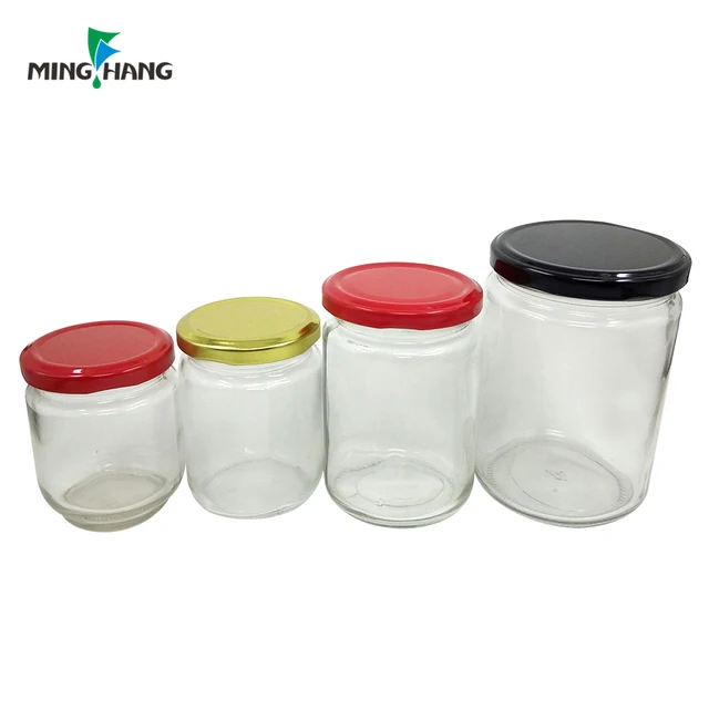 empty round glass jam jars clear glass bottle storage container