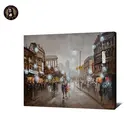 Handmade Modern Streetscape Canvas Wall Art Oil Painting For Hall