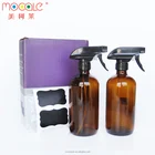 16oz Refillable Container Empty Amber Glass Spray Bottles with Labels for Essential Oils Cleaning Products