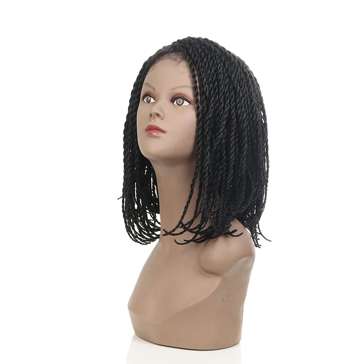 African American Lace Braid Bob Senegalese Style Cheap Braided Synthetic Lace Front Wigs for Black Women with Baby Hair