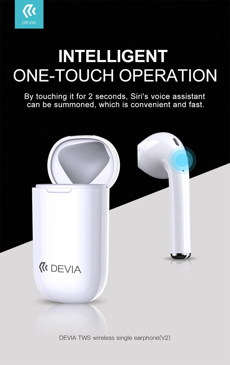 Devia in ear stereo bluetooth wireless earbuds single earphone - ANKUX.COM
