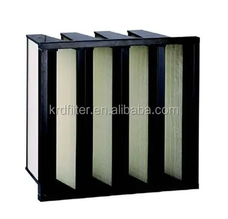 F6 F7 F8 F9 Fiberglass Filter Material V-Bank Air Filter with Galvanized Steel Frame