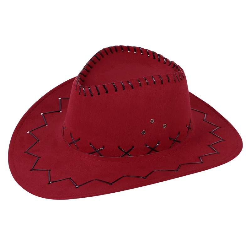 ราคาถูกมาก Unisex จีน Western Felt หมวก Cowgirl หมวกคาวบอยชุดแฟนซี Vintage Jazz หมวก