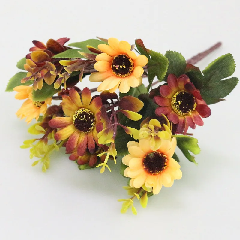 Flone Lovely Mini Daisy Imitation Flower European Style Oil Painting Chrysanthemum Silk Flower Wedding Home Party Decor  (17)
