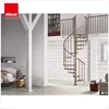 Interior or exterior stair design wood step with stainless steel railing spiral stair