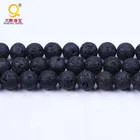 10mm round black lava rock stone beads strand