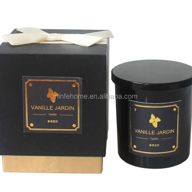 black scented candles with color gift box and custom sticker