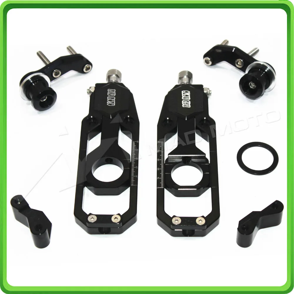 Motorcycle Chain Tensioner Adjuster with paddock bobbins kit for Suzuki GSXR1000 GSXR 1000 GSX-R1000 2007 2008 07 08 Black (12)
