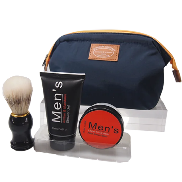 economic toiletry summer travel men bath gift set in cloth bag