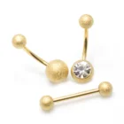 316L Stainless Steel Basic Matte Belly Button Rings Gold Plated Navel Body Piercing Jewelry
