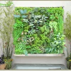 Anti-UV plastic vertical indoor artificial plant green wall for office