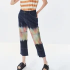 Wholesale custom womens Cotton Tie-Dye High rise and Straight Leg Jeans