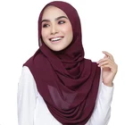 Wholesale Dubai Latest Fashion Tudung Arabic Islam Malaysia Muslim Scarf Georgette Plain Bubble Chiffon Hijab For Women