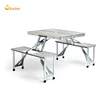 Aluminum Folding Picnic Table Portable Indoor Outdoor Suitcase Camping Table with 4 Seats Bench