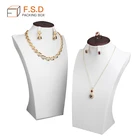 FSD Wholesale handmade custom luxury white leather mannequin jewelry display busts necklace stand