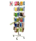 Metallic wire floor standing greeting card rotating display rack/brochure holder