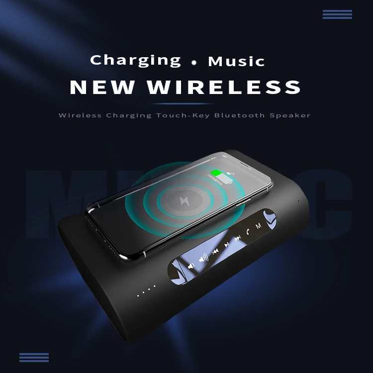 Factory Private Mold Bluetooth 4.2 Touch keys Speaker HiFi Bass stereo portable BT Speakers With Wireless Charging for Iphone - ANKUX.COM