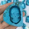 Crystal quartz gem stone carved Turquoise stone statuettes skull