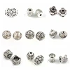 cheap wholesale jewelry findings silver plated metal brass hollow beads for bracelet making