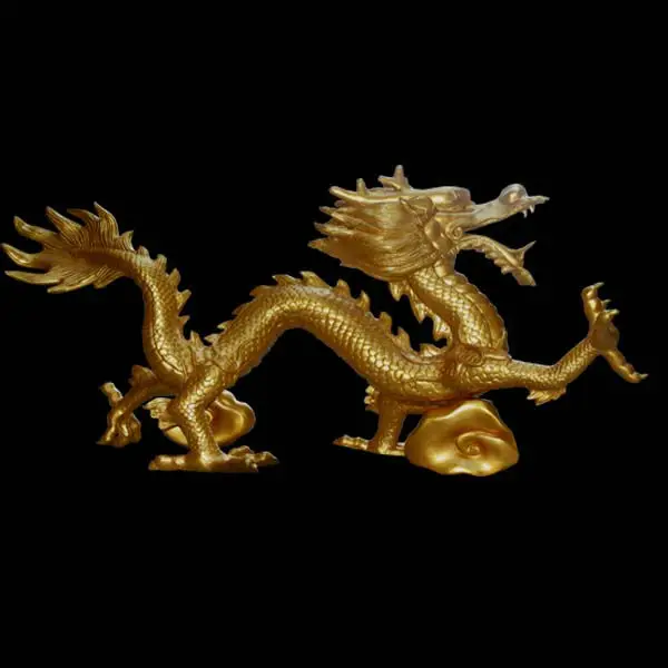fiberglass golden dragon sculpture