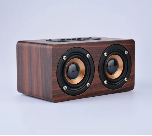 Dual-horn Wooden Wireless Portable Speaker With Bass Music Sound Intelligent Calls Handsfree TF Card Aux Mode - ANKUX.COM