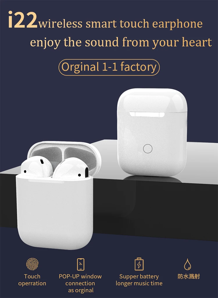 2019 New i22 Tws Wireless Earbuds Touch Control 5.0 Mini True Wireless Earphone i88 i9000 original 1:1 Tws - ANKUX.COM