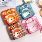 Biodegradable bamboo fiber plate bowl cup fork spoon kids cutlery dinnerware sets for children