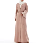 2019 New Design With Lace Design Islamic Clothing Long Sleeve Abaya Front Open Kimono