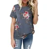 Women 2018 Casual O neck Ladies Blouse Summer Short sleeve Floral Printing shirt Tops Roupas Feminina Cheap Clothes