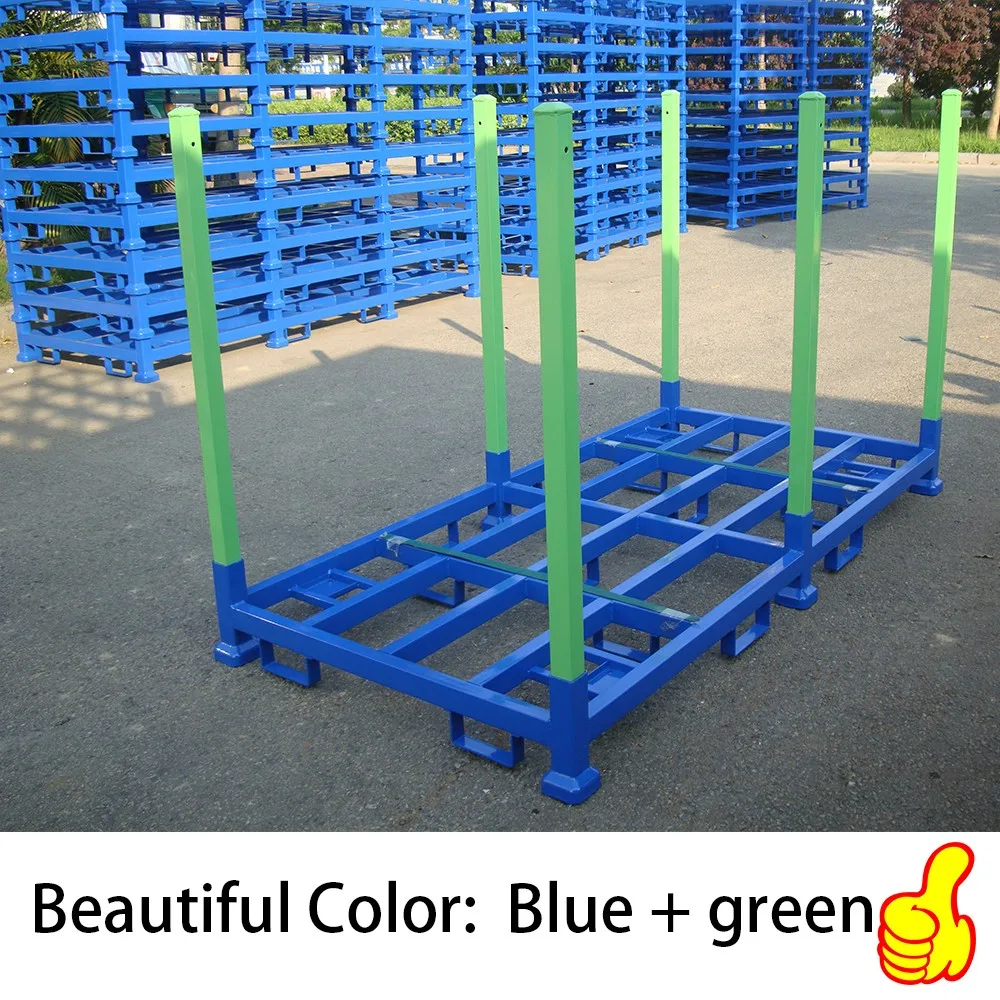 heavy duty long stacking iron rack in blue green red colors for