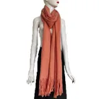 100%acrylic lady winter long women soft pink plain color scarf