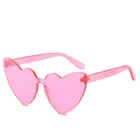 3022 OEM one piece rimless love heart sunglasses 2019 transparent designer candy color love heart sun glasses trendy