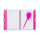 Decoration School Children Notebook Gem Decoration Feather Pen Children Printed School Diary Notebook With Lock